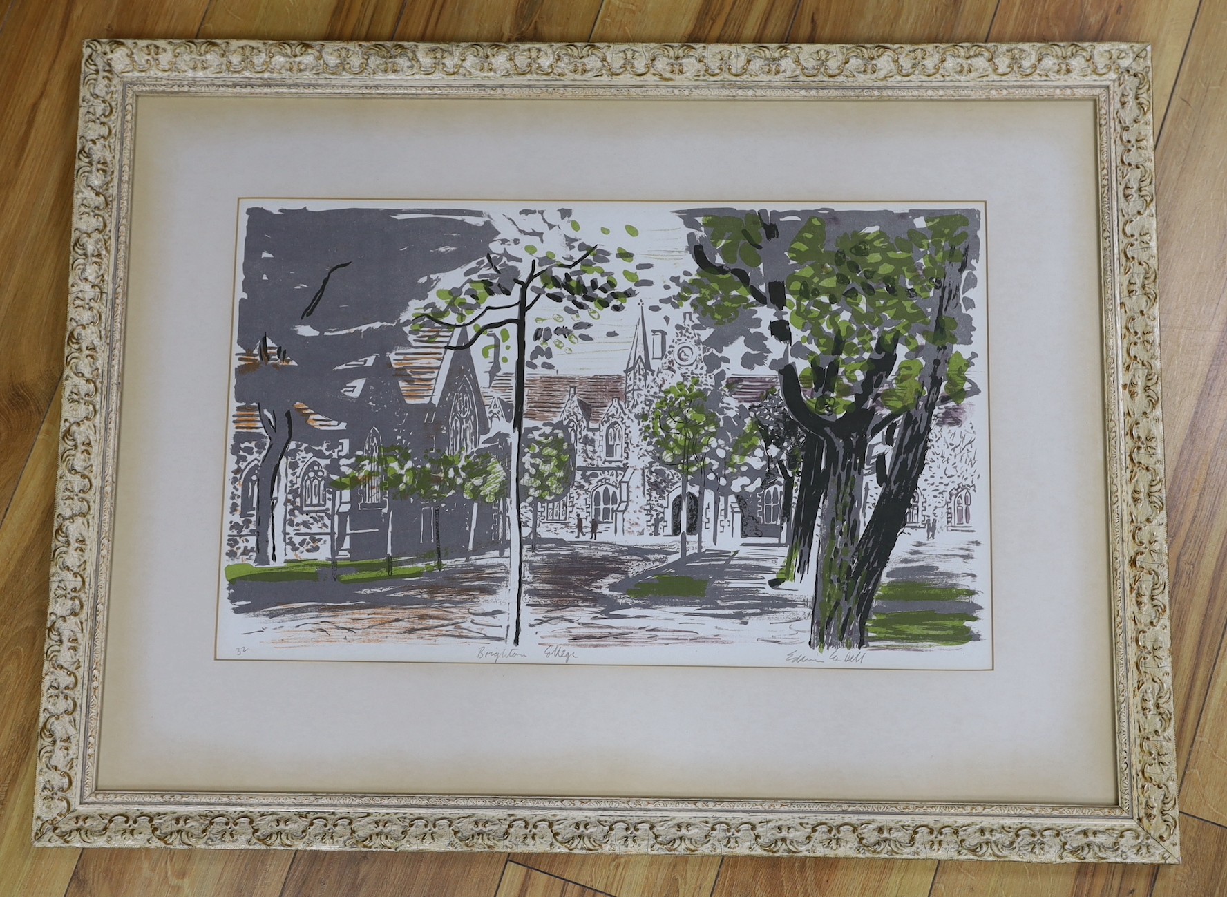 Edwin La Dell (1919-1970), limited edition print, Brighton College, signed in pencil and numbered 32, 38 x 62cm
